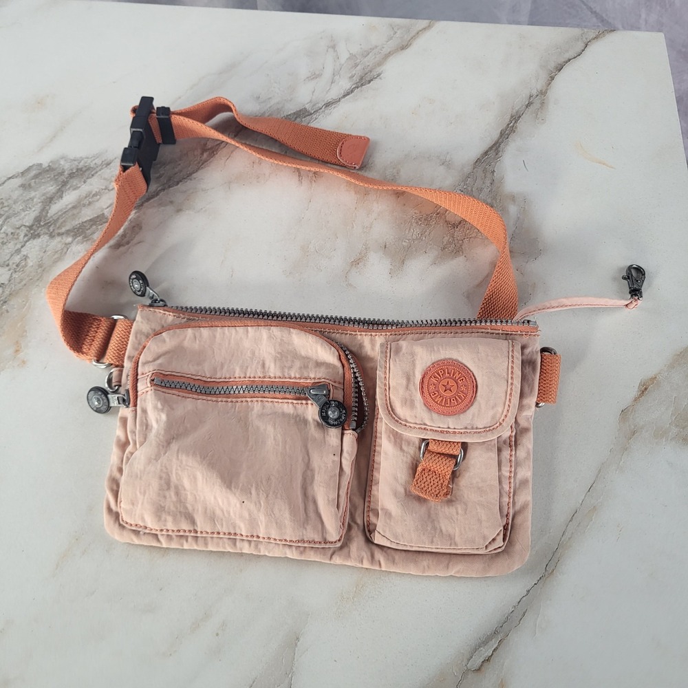 Kipling Presto Nylon Fanny Pack in a Peach/Salmon
